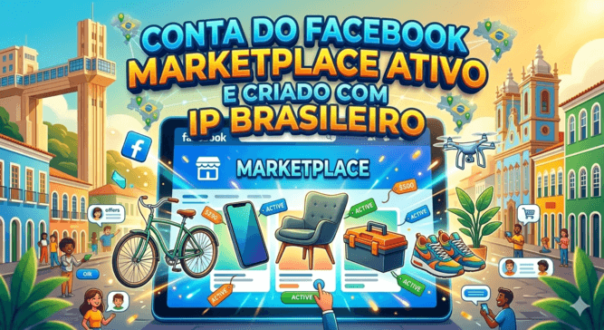 Аккаунт Facebook (Бразилия) с активной торговой площадкой и файлами cookie.