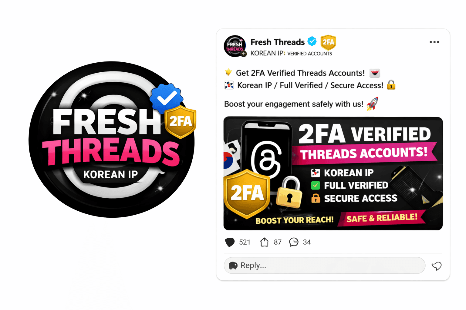 Korean IP Fresh Threads 2FA Verified Accounts